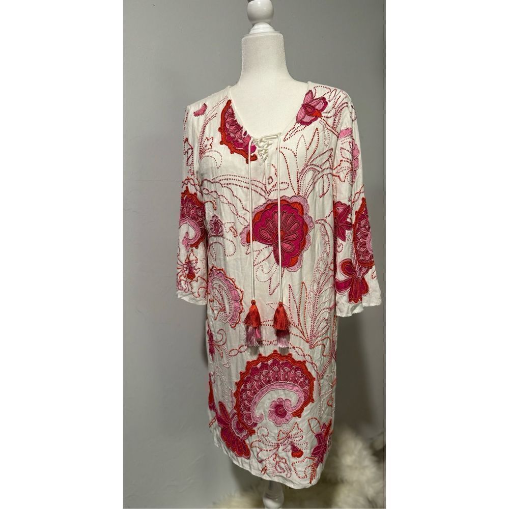 Boston Proper Bohemian embroidered beaded dress M